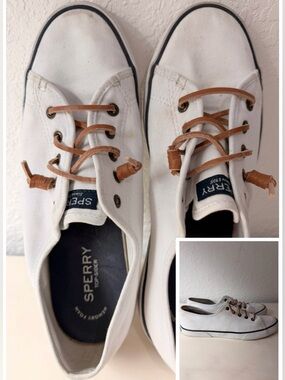 Sperry Pier View White Canvas Sneakers | Memory Foam Comfort Casual Shoes